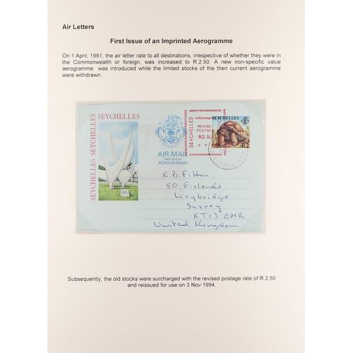 666 - SEYCHELLES AIR LETTERS 1953-94 a mainly used collection, with a range of types, rates and destinatio... 