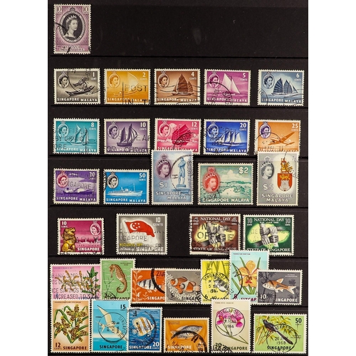 670 - SINGAPORE 1948-73 USED COLLECTION. incl. 1955-59 Pictorial set, 1962-66 Flora & Fauna set etc. S.T.C... 