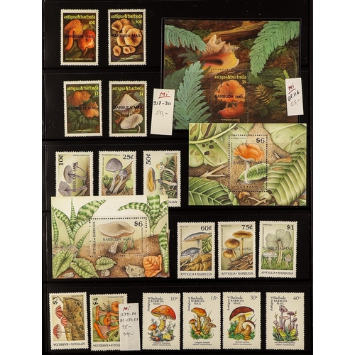 68 - TOPICALS FUNGI BARBUDA 1986-99 never hinged mint collection of sets & miniature sheets, all overprin... 