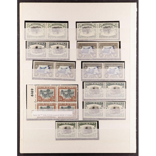 682 - SOUTH AFRICA 1926-54 MINT DEFINITIVES COLLECTION note 1926-7 ½d & 1d block of four with extra lines ... 