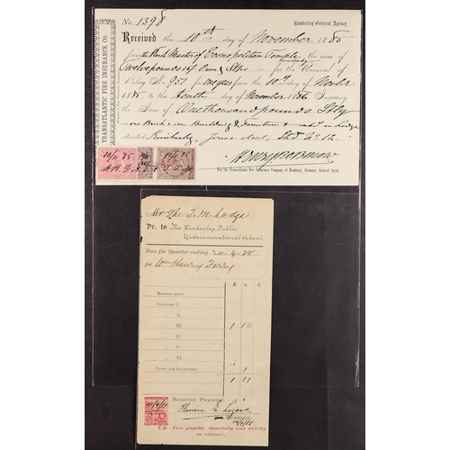 690 - SOUTH AFRICA DOCUMENTS 1885-1974 interesting range with paid cheques, Cape invoices with 1d stamps a... 