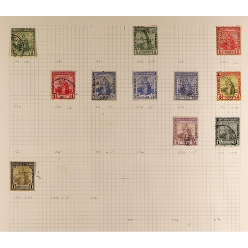 722 - TRINIDAD & TOBAGO 1851-1951 USED COLLECTION incl. Britannia's incl. two 1882 1d surcharged by hand e... 