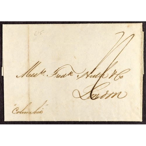 732 - UNITED STATES TRANSATLANTIC MAIL - NAME SHIP ENTIRES 1822-49 with 1822 Hamburg to Boston 