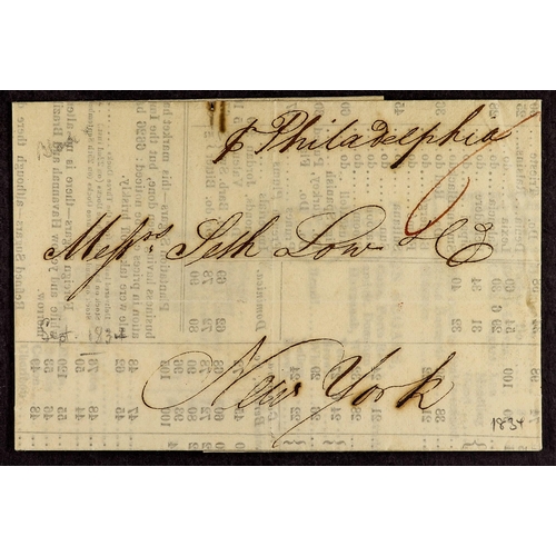 732 - UNITED STATES TRANSATLANTIC MAIL - NAME SHIP ENTIRES 1822-49 with 1822 Hamburg to Boston 