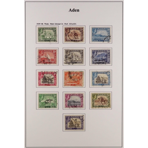 74 - ADEN 1937-51 DEFINITIVES FINE USED with 1937 Dhows set to 1R, 1939-48 set and 1951 new currency set.... 