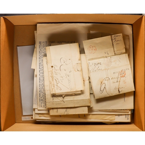 746 - GREAT BRITAIN PORTSMOUTH POSTAL HISTORY a collection of entires incl. 1782 letter from a ship showin... 