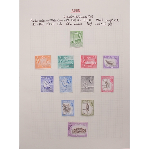 75 - ADEN 1953-65 FINE MINT collection incl. 1953-63 definitive set, plus some additional perfs and shade... 