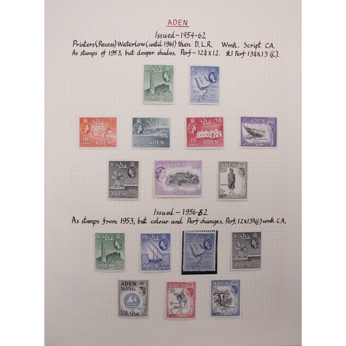 75 - ADEN 1953-65 FINE MINT collection incl. 1953-63 definitive set, plus some additional perfs and shade... 