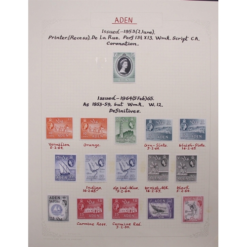 75 - ADEN 1953-65 FINE MINT collection incl. 1953-63 definitive set, plus some additional perfs and shade... 