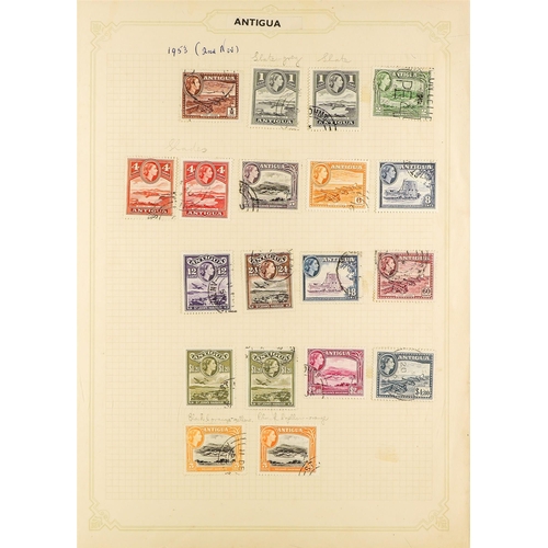 82 - ANTIGUA & BARBUDA 1937-1970 COLLECTION of mostly used stamps, incl. 1938-51 Pictorials set used, 194... 