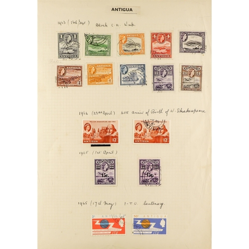 82 - ANTIGUA & BARBUDA 1937-1970 COLLECTION of mostly used stamps, incl. 1938-51 Pictorials set used, 194... 