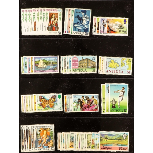 84 - ANTIGUA & BARBUDA 1967-79 NEVER HINGED MINT COLLECTION of mostly complete sets & mini-sheets. S.T.C.... 