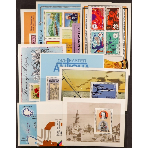 84 - ANTIGUA & BARBUDA 1967-79 NEVER HINGED MINT COLLECTION of mostly complete sets & mini-sheets. S.T.C.... 