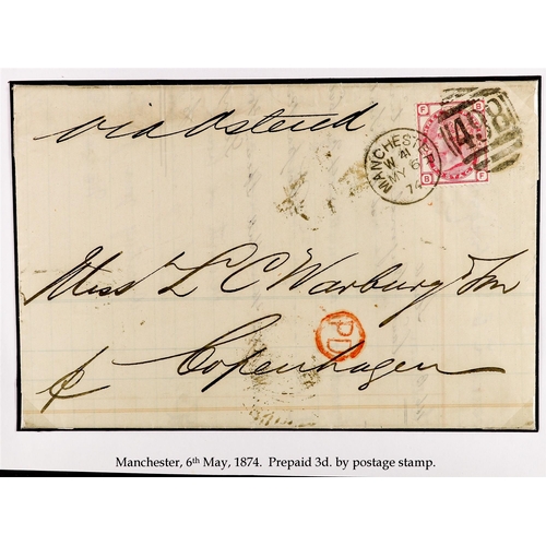 848 - GB.QUEEN VICTORIA 1862-68 MAIL TO DENMARK a trio of covers, with 1862 unstamped letter from Newcastl... 