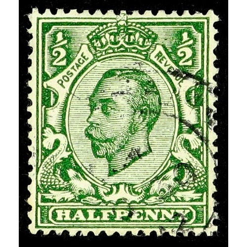 873 - GB.GEORGE V 1912 ½d green, variety white spot in oval below 