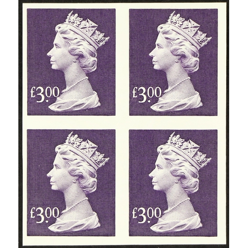 888 - GB.ELIZABETH II 1999 £3.00 dull violet Machin, SG Y1892, a rare IMPERF block of four, never hinged m... 