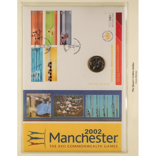 889 - GB.ELIZABETH II 2002 MANCHESTER GAMES £2 COIN COVER with the uncirculated £2 coin and set of 5 Commo... 