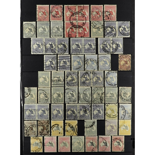 98 - AUSTRALIA 1913-36 KANGAROO USED ISSUES with 1913 to 6d (x3), 1915 to 6d, 1915-27 to 5s (x2 shades) i... 