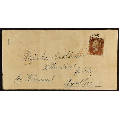 1011 - GB.QUEEN VICTORIA 1843 (3 Nov) EL to Ayreshire bearing 1d red-brown plate 37 with 4 large margins, t... 