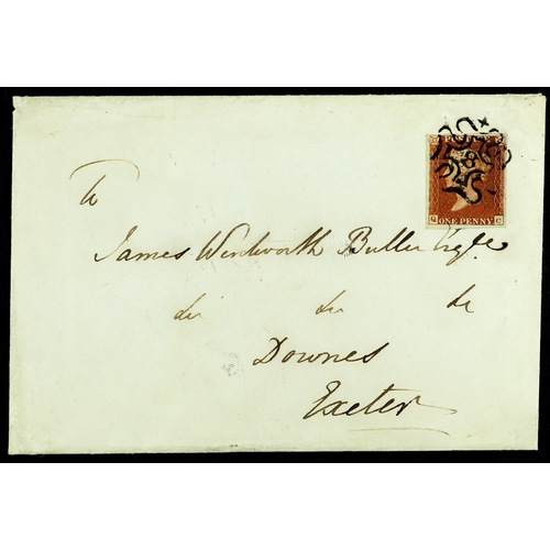 1013 - GB.QUEEN VICTORIA 1843 (7 Jun) clean uncreased env to Exeter bearing 1d red-brown plate 32 with 4 la... 