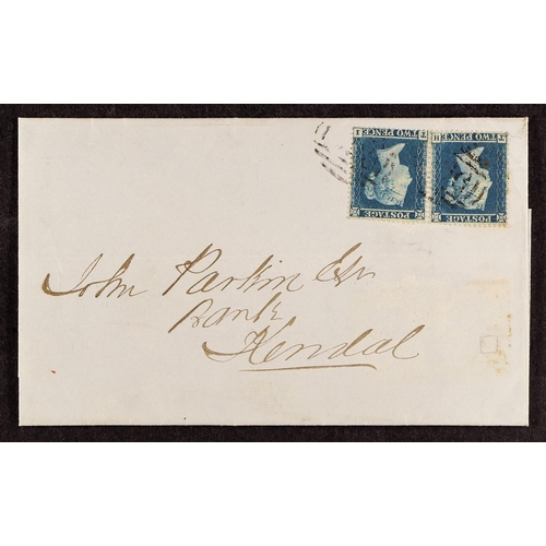 1028 - GB.QUEEN VICTORIA 1854 (22 Jun) cover bearing two examples 'TH' and 'TI' of the 2d blue plate 4, Wmk... 