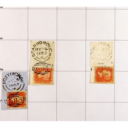 103 - COLLECTIONS & ACCUMULATIONS 19TH CENTURY POSTMARKS a lever arch file with a page for every month 182... 