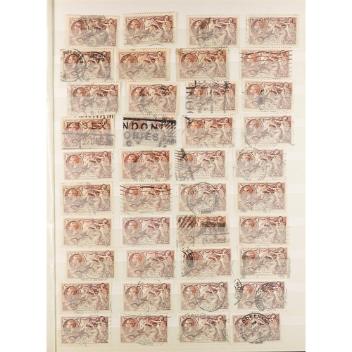 1054 - GB.GEORGE V 1934 RE-ENGRAVED SEAHORSES duplicated used accumulation with 2s.6d (x440+), 5s (x145+) a... 