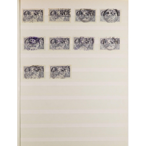 1054 - GB.GEORGE V 1934 RE-ENGRAVED SEAHORSES duplicated used accumulation with 2s.6d (x440+), 5s (x145+) a... 