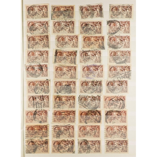 1054 - GB.GEORGE V 1934 RE-ENGRAVED SEAHORSES duplicated used accumulation with 2s.6d (x440+), 5s (x145+) a... 