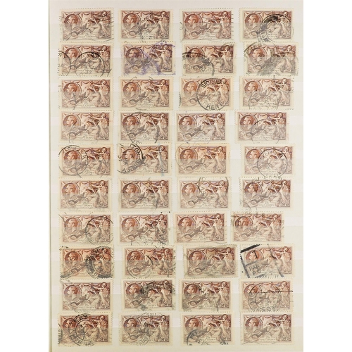 1054 - GB.GEORGE V 1934 RE-ENGRAVED SEAHORSES duplicated used accumulation with 2s.6d (x440+), 5s (x145+) a... 