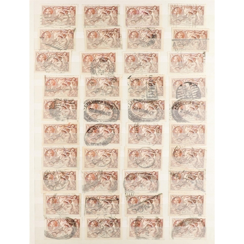 1054 - GB.GEORGE V 1934 RE-ENGRAVED SEAHORSES duplicated used accumulation with 2s.6d (x440+), 5s (x145+) a... 