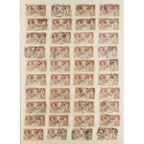 1054 - GB.GEORGE V 1934 RE-ENGRAVED SEAHORSES duplicated used accumulation with 2s.6d (x440+), 5s (x145+) a... 