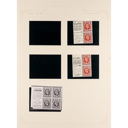 1055 - GB.GEORGE V STAMPS WITH BOOKLET ADVERTS. A collection of incomplete 1924 1½d red-brown panes of 4 st... 