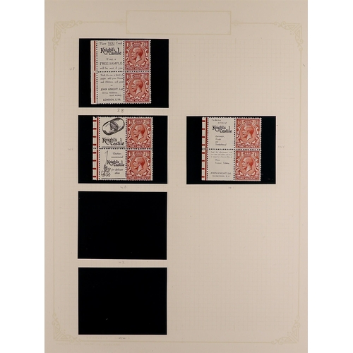 1055 - GB.GEORGE V STAMPS WITH BOOKLET ADVERTS. A collection of incomplete 1924 1½d red-brown panes of 4 st... 