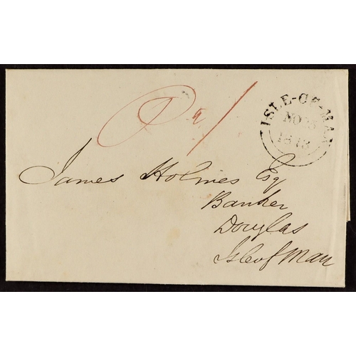 1091 - GB.ISLANDS ISLE OF MAN 1843 (25 Nov) EL from Ramsey to Douglas, manusrcipt red 'Pd 1