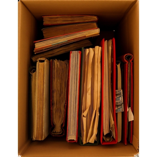 119 - COLLECTIONS & ACCUMULATIONS CHARITY SORTER BOX. 30 albums, loose stamps, tins, tubs and envelops wit... 