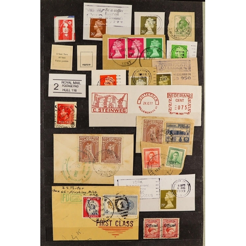 145 - COLLECTIONS & ACCUMULATIONS SORTER BOX comprising of world album, world postmark collection (mainly ... 