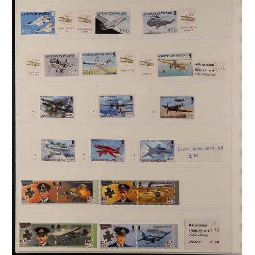 158 - TOPICALS AIRCRAFT & AVIATION 1930's-2010's a never hinged mint world collection in eight albums, all... 