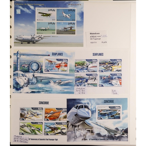 158 - TOPICALS AIRCRAFT & AVIATION 1930's-2010's a never hinged mint world collection in eight albums, all... 