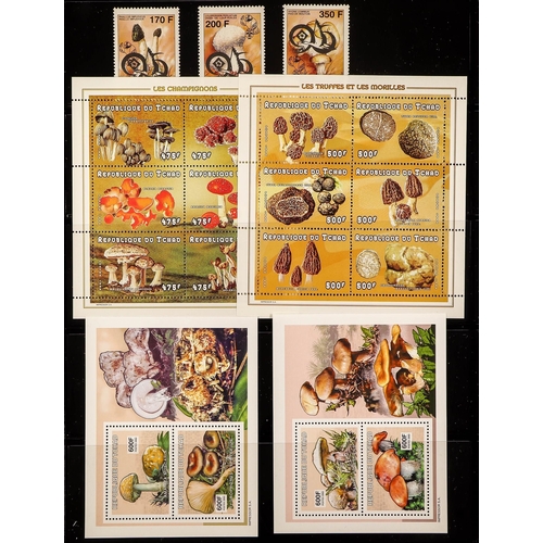 161 - TOPICALS MUSHROOMS (FUNGI) OF TCHAD 1985-2015 never hinged mint  perf. and imperf sets, miniature sh... 