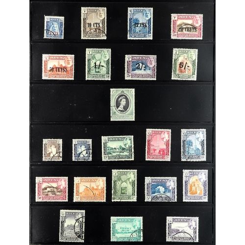 172 - ADEN STATES 1942-64 FINE USED COLLECTION KATHIRI STATE 1942 Pictorials set, 1949 RSW set, 1951 surch... 