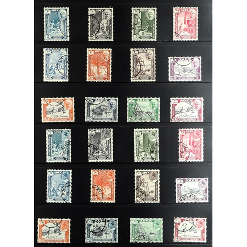 172 - ADEN STATES 1942-64 FINE USED COLLECTION KATHIRI STATE 1942 Pictorials set, 1949 RSW set, 1951 surch... 