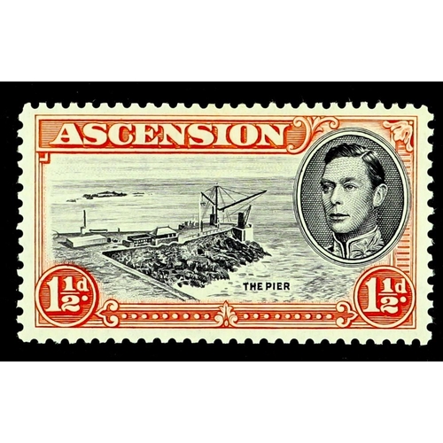 191 - ASCENSION 1938-53 1½d davit flaw, SG 40ba, fine mint. Cat. £225.