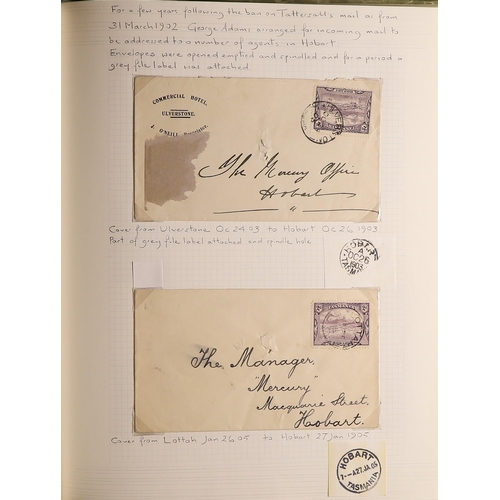 200 - AUSTRALIAN STATES TASMANIA 1899-1907 collection of Tattersall's suppressed and undercover mail, cont... 