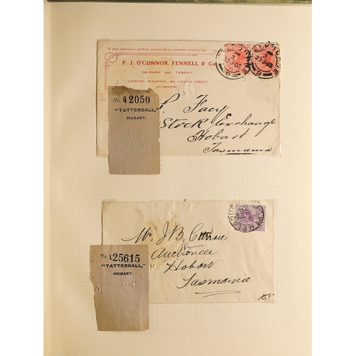 200 - AUSTRALIAN STATES TASMANIA 1899-1907 collection of Tattersall's suppressed and undercover mail, cont... 