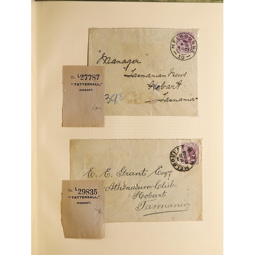 200 - AUSTRALIAN STATES TASMANIA 1899-1907 collection of Tattersall's suppressed and undercover mail, cont... 