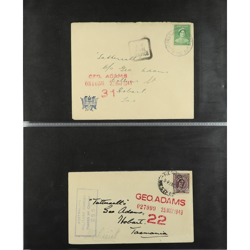 217 - AUSTRALIA TASMANIA 1940-47 collection of covers addressed to Tattersall's (Geo. Adams) in Hobart fro... 