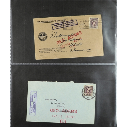 217 - AUSTRALIA TASMANIA 1940-47 collection of covers addressed to Tattersall's (Geo. Adams) in Hobart fro... 