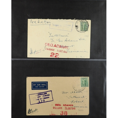 217 - AUSTRALIA TASMANIA 1940-47 collection of covers addressed to Tattersall's (Geo. Adams) in Hobart fro... 