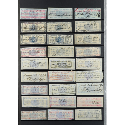 244 - BELGIUM REVENUE STAMPS 1860's-1940's used ranges incl. many Effet de Commerce, Affiches, Quittances,... 